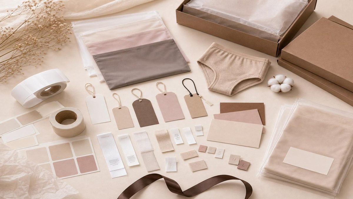 Private label underwear with custom labels and branded packaging