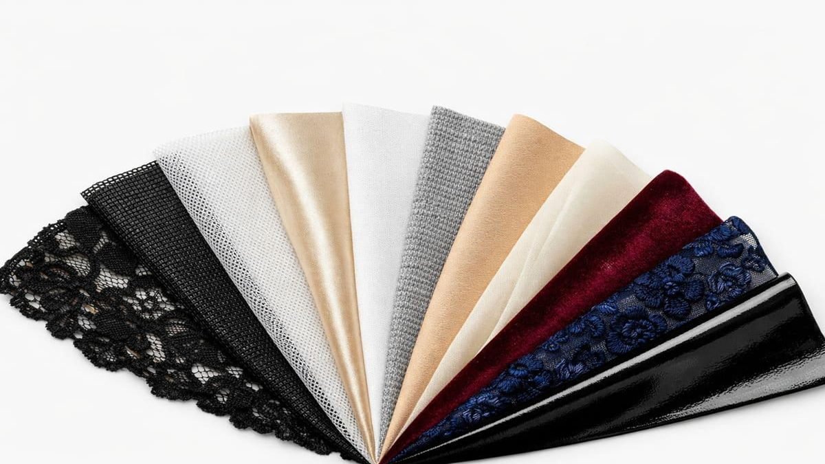Fabric and material samples for custom women's underwear